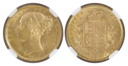 【MS65】1871年 イギリス ヴィクトリア女王 ヤングヘッド シールド 1ソブリン金貨