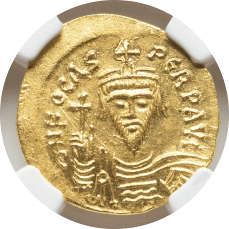 【MS 4/5 3/5】602年?610年 ビザンツ帝国 フォカス皇帝 ソリダス金貨(表)