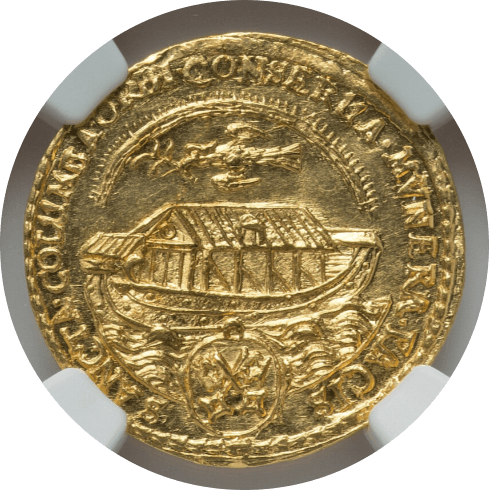 【MS64★】1649年 ドイツ 神聖ローマ帝国 レーゲンスブルク ノアの箱舟 1ダカット金貨(表)