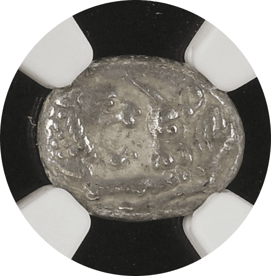 【AU★ 5/5 4/5】紀元前561年?546年 古代リディア王国 クロイソス王 1/6スターテル銀貨(表)