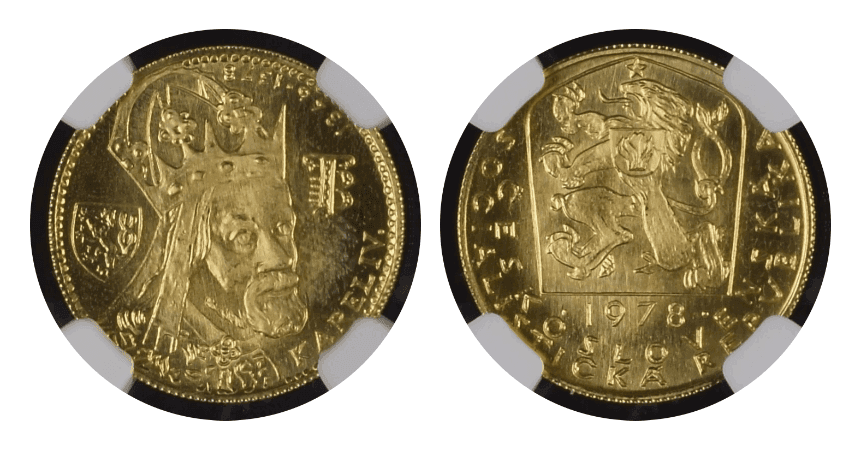 【MS66】1978年 チェコスロバキア カール4世 没後600年記念 1ダカット金貨