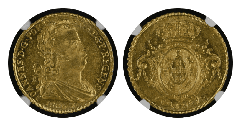 【MS62】1806年 ポルトガル領ブラジル ジョアン6世 6400レイス 金貨