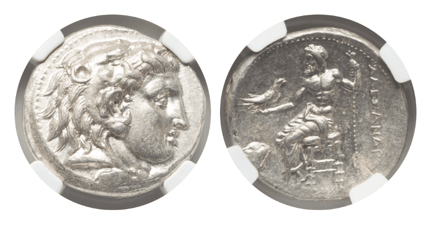 【MS 4/5-5/5 Fine Style】紀元前336年?323年 古代マケドニア アレキサンダー3世 テトラドラクマ銀貨
