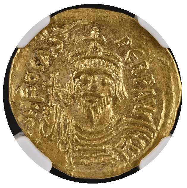 【Ch AU 5/5 2/5】602年?610年 ビザンツ帝国(東ローマ帝国) フォカス ソリダス金貨(表)
