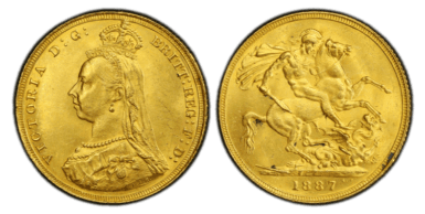 【MS63】1887年 イギリス ヴィクトリア女王 ジュビリーヘッド 1ポンド金貨