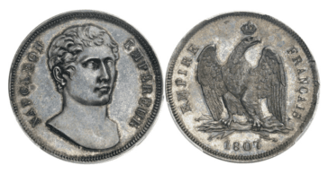 【SP63】1807年 フランス ナポレオン1世 試鋳貨 100フラン銀貨