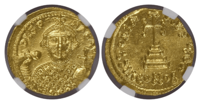 【Ch MS 4/5 5/5】695年〜698年 ビザンツ帝国(東ローマ帝国)レオンティオス帝 ソリダス金貨