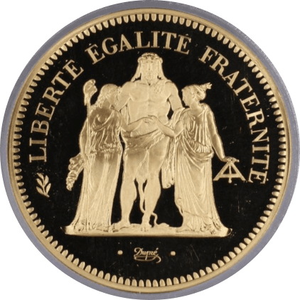 【SP67】1975年 フランス ヘラクレス ピエフォー 50フラン金貨(表)