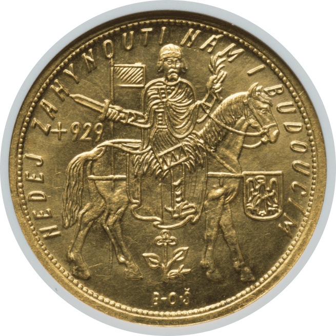 【MS64】1931年 チェコスロバキア 10ダカット金貨(表)
