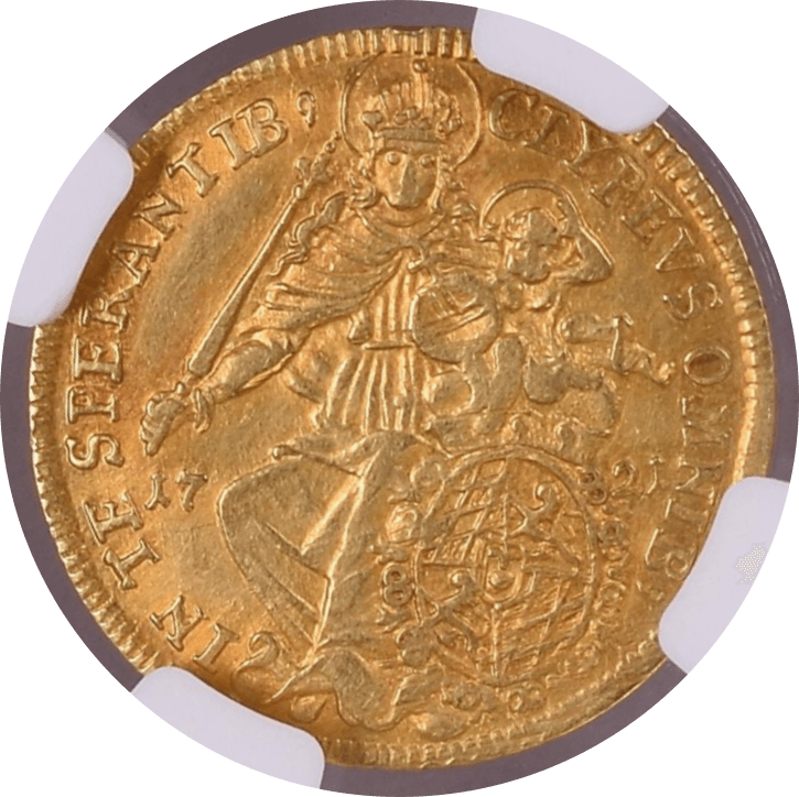 【AU50】1721年 神聖ローマ帝国 ドイツ ババリア(バイエルン) マキシミリアン2世エマヌエル 1/2マクシミリアンドール金貨(裏)