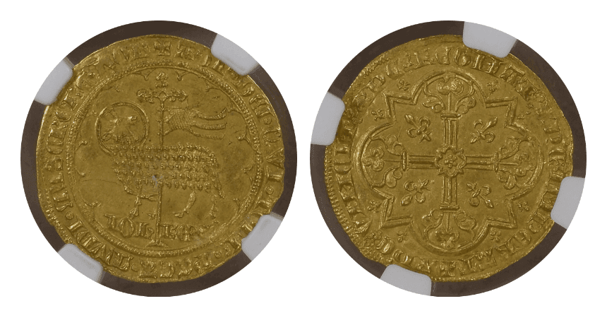 【MS 64】1350年?1364年 フランス ジャン2世 金の羊 ムートンドール金貨