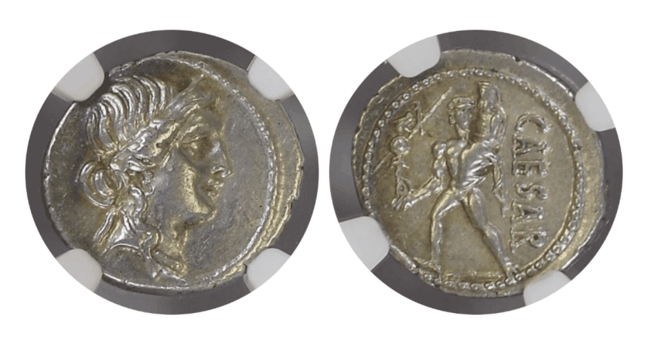 【AU 5/5 4/5】紀元前44年頃 古代ローマ帝国 ユリウス・カエサル デナリウス銀貨