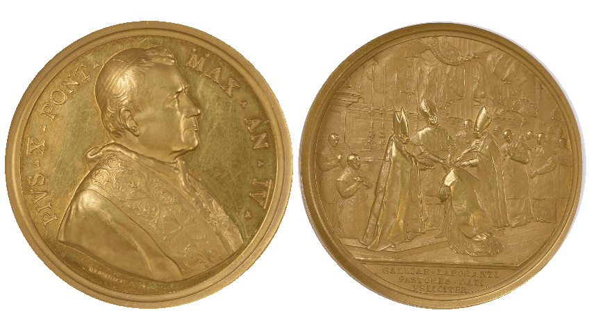 【MS62〜MS61】1903年〜1908年 イタリア バチカン ローマ教皇ピウス10世 記念金メダルセット