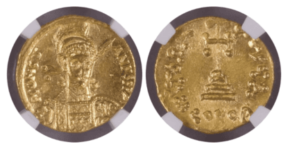 【Ch MS 5/5 5/5】668年〜685年 ビザンツ帝国(東ローマ帝国)コンスタンティノス4世 ソリダス金貨(表)