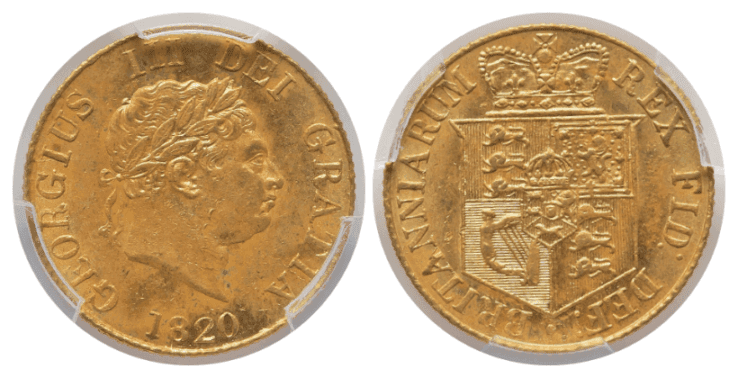 【MS62】1820年 イギリス ジョージ3世 1/2ソブリン金貨