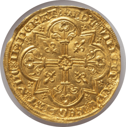 【MS63】1350年〜1364年 フランス ジャン2世 金の羊 ムートンドール金貨(裏)