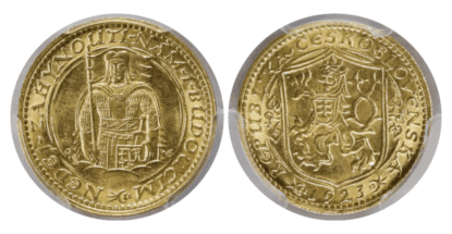 【MS62】1923年 チェコスロバキア 1ダカット金貨(表)