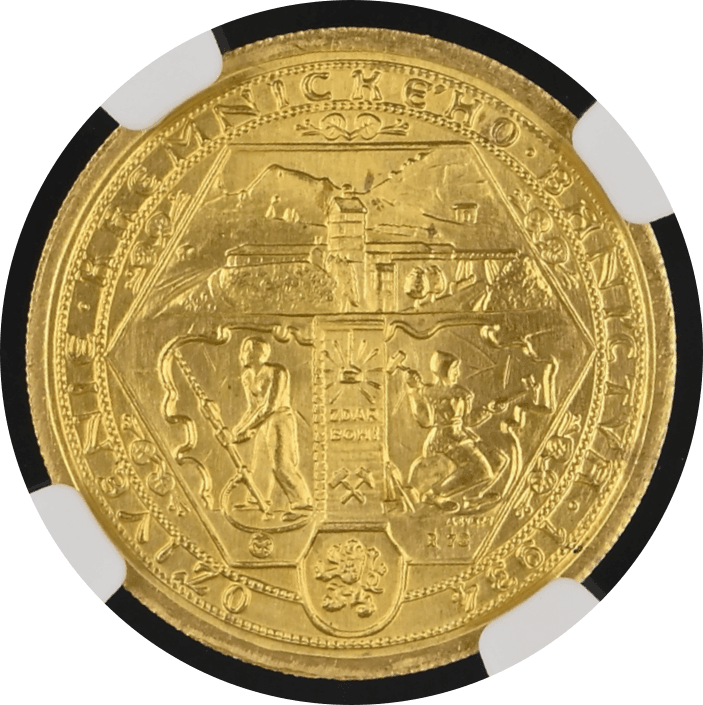 【MS68】1934年 チェコスロバキア クレムニツァ鉱山再開記念 リストライク 2ダカット金貨(裏)