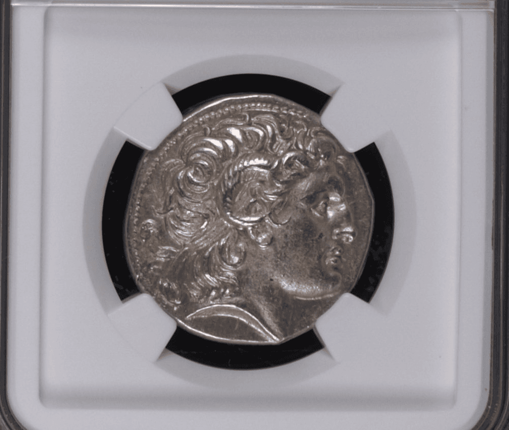 【MS 5/5 4/5 Fine Style】紀元前305年〜281年 古代トラキア王国 リュシマコス アレクサンドロス3世 テトラドラクマ銀貨(表)