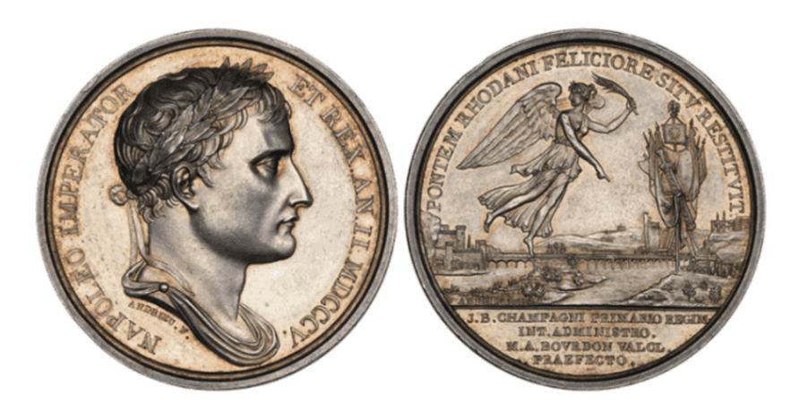 【MS62】1805年 フランス ナポレオン1世 アヴィニョン橋 復興記念 銀メダル