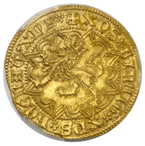 【MS63】1454年〜1474年 カスティーリャ王国(スペイン王国)エンリケ 4 世 カステリャーノ金貨(裏)