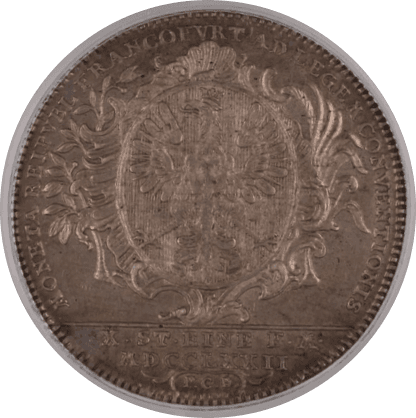 【AU58】1772年 神聖ローマ帝国 ドイツ フランクフルト 都市景観 ターラー銀貨(裏)
