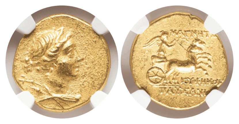 【AU 5/5 4/5】紀元前2世紀中頃 古代ギリシア イオニア国 マグネシア スターテル金貨