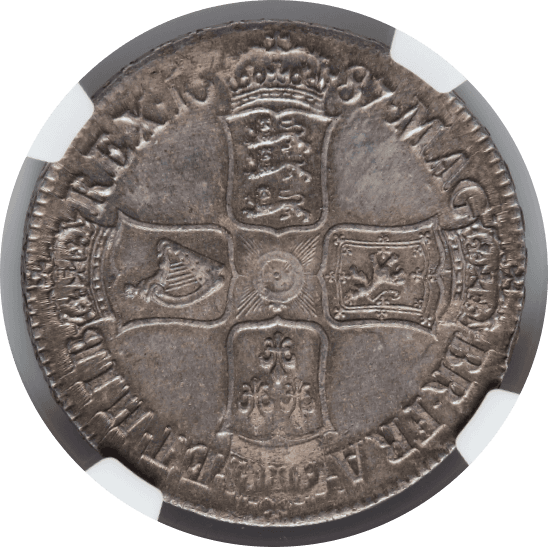 【MS64】1687年 イギリス イングランド ジェームズ2世 クラウン銀貨(裏)