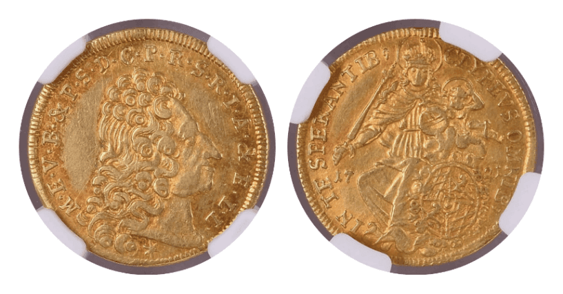【AU50】1721年 神聖ローマ帝国 ドイツ ババリア(バイエルン) マキシミリアン2世エマヌエル 1/2マクシミリアンドール金貨