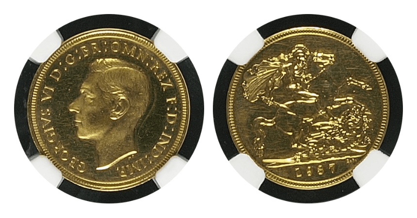 【PF63〜PF65】1937年 イギリス ジョージ6世 プルーフ金貨4枚セット(表)