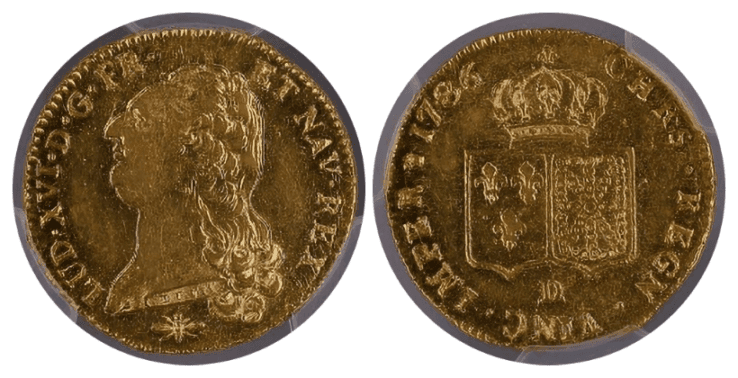 【MS63】1786年D フランス ルイ16世 2ルイドール金貨