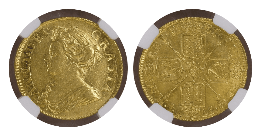 【MS61+】1714年 イギリス アン女王 ギニー金貨