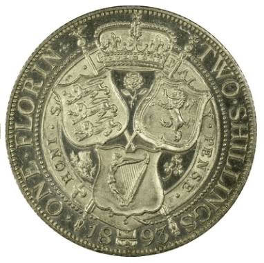 【PR61 CAMEO】1893年 イギリス ビクトリア女王 フローリン銀貨(裏)