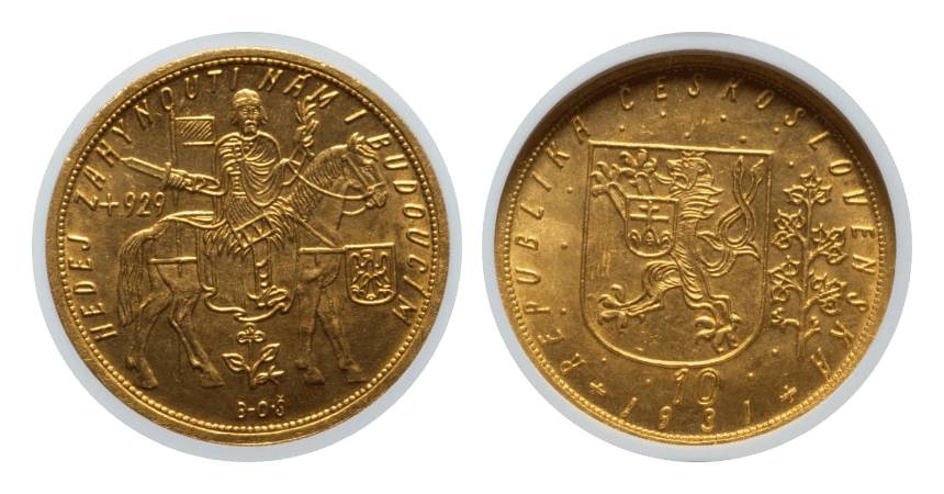 【MS64+】1931年 チェコスロバキア 10ダカット金貨