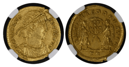 【MS 5/5 4/5】337年〜350年 ビザンツ帝国(東ローマ帝国)コンスタンス1世 ソリダス金貨(表)