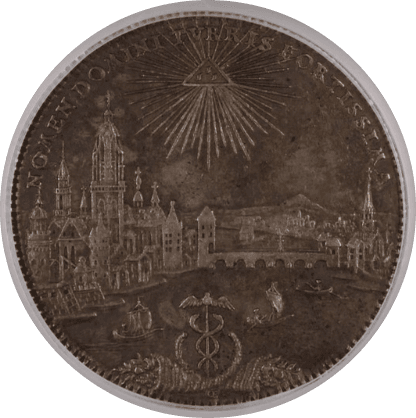 【AU58】1772年 神聖ローマ帝国 ドイツ フランクフルト 都市景観 ターラー銀貨(表)