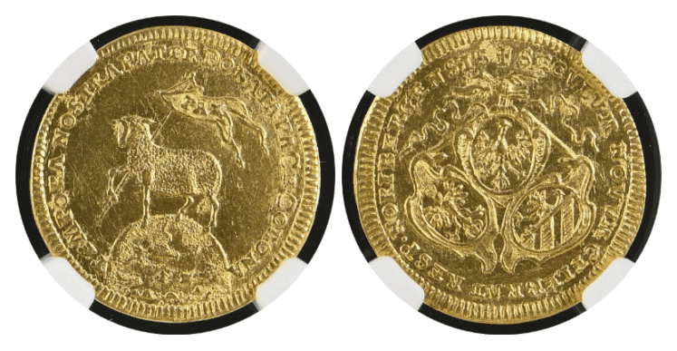 【MS61】1700年 神聖ローマ帝国 ドイツ ニュルンベルク ラムダカット 1ダカット金貨