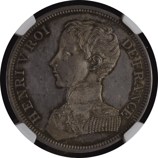 【MS63+】1832年 フランス アンリ5世 5フラン銀貨 Essai(試鋳貨)(表)