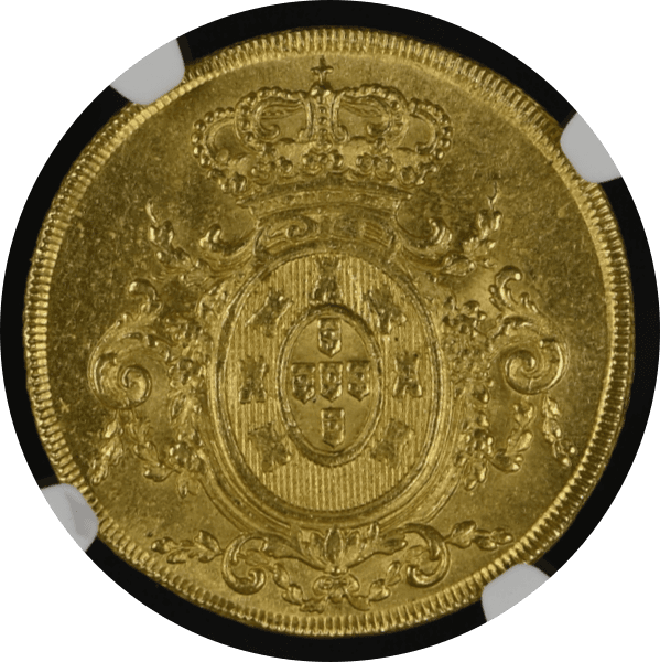 【MS64】1808年 ポルトガル ジョアン6世 1ぺカ(6400レイス) 金貨(裏)