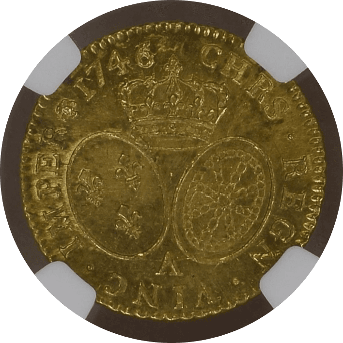【MS63】1746/4/3年 フランス ルイ15世 ルイドール 金貨(裏)