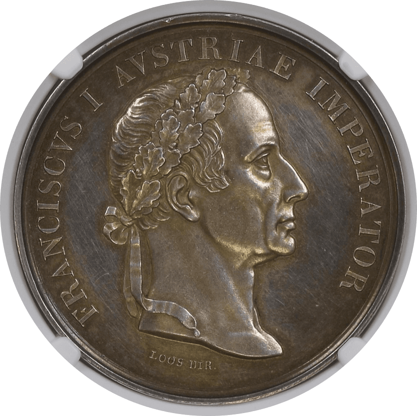 【MS62】1835年 オーストリア フェルディナンド1世 神聖ローマ帝国フランツ2世 追悼 銀メダル(表)