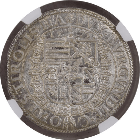【MS65+★】1575年 神聖ローマ帝国 オーストリア フェルディナンド1世 ターラー銀貨(裏)