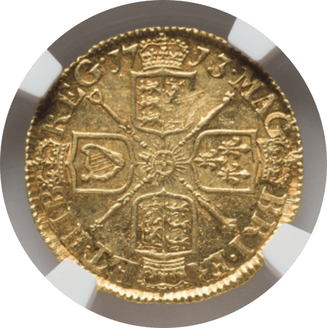 【MS62】1713年 イギリス アン女王 1/2ギニー金貨(裏)
