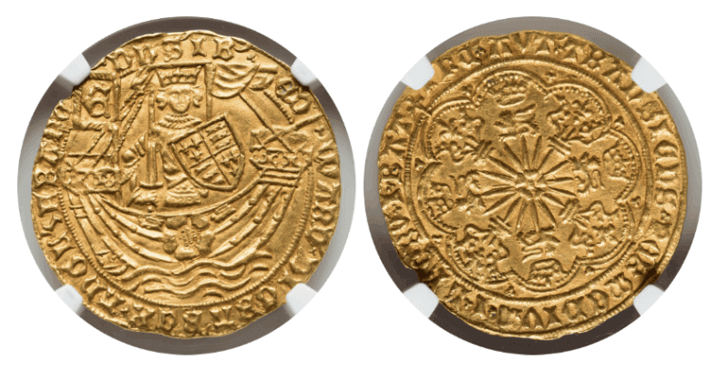 【MS62】1469年?1470年 イギリス エドワード4世 ロイヤル(ローズ・ノーブル)金貨