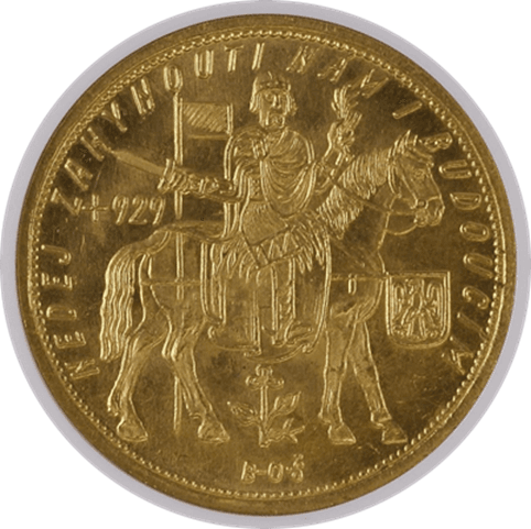 【MS65】1932年 チェコスロバキア 10ダカット金貨(表)