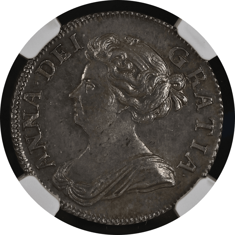【MS63】1708年 イギリス アン女王 1シリング銀貨(表)