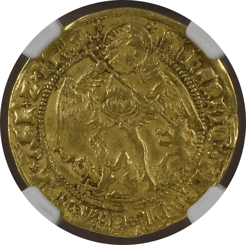 【AU53】1509年?1526年 イギリス ヘンリー8世 エンジェル金貨(表)