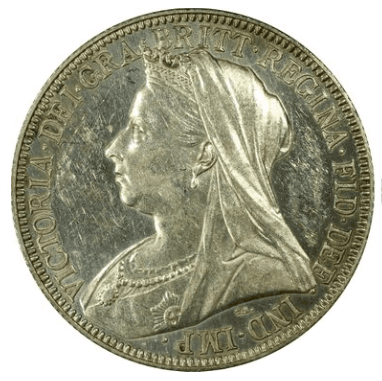 【PR61 CAMEO】1893年 イギリス ビクトリア女王 フローリン銀貨(表)