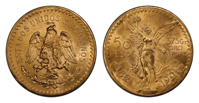 【MS62〜MS65】1921年〜1946年 メキシコ 勝利の女神 50ペソ金貨 15枚フルセット