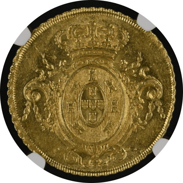 【MS62】1806年 ポルトガル領ブラジル ジョアン6世 6400レイス 金貨(裏)